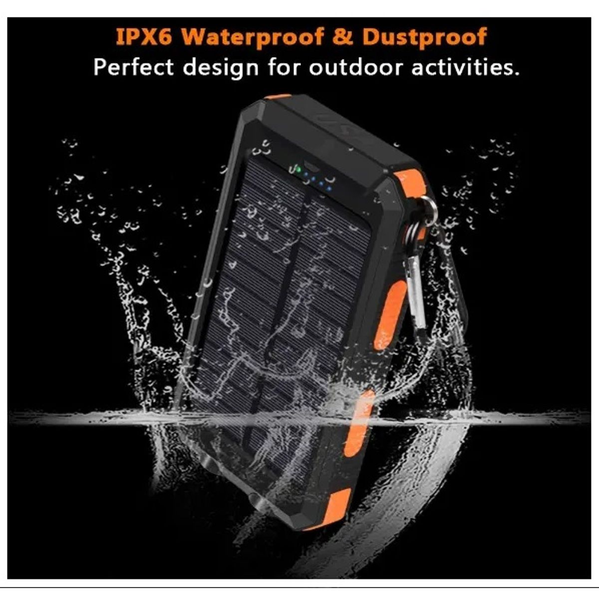 GENERICO - Cargador Solar Portátil 20000mAh Linterna a Prueba de Agua y polvo