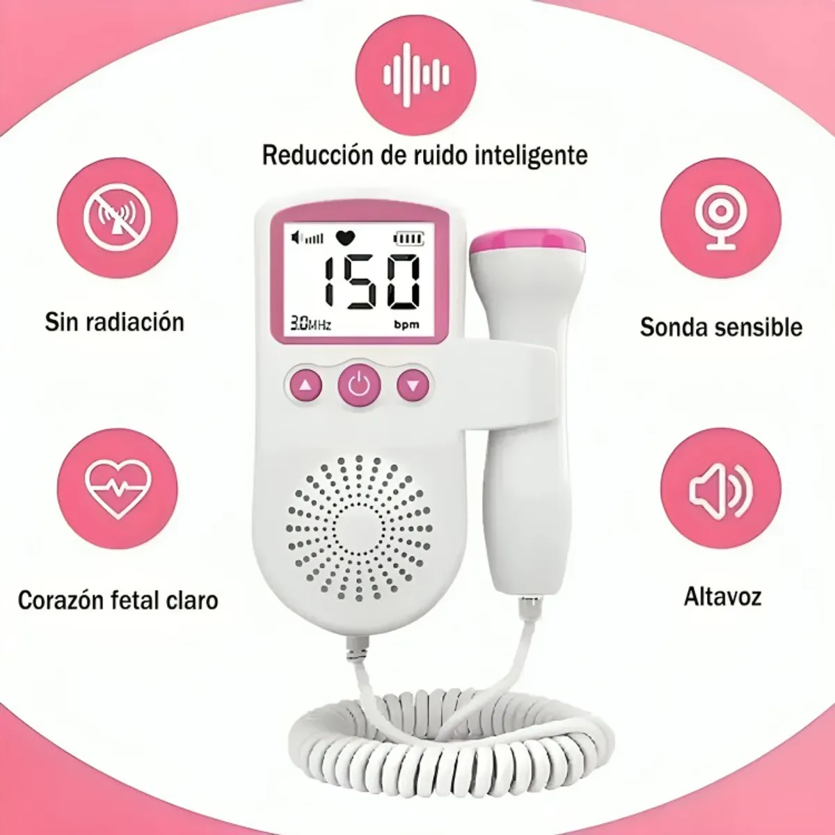 GENERICO - Monitor Frecuencia Cardiaca Latidos Fetales Bebé Más Gel