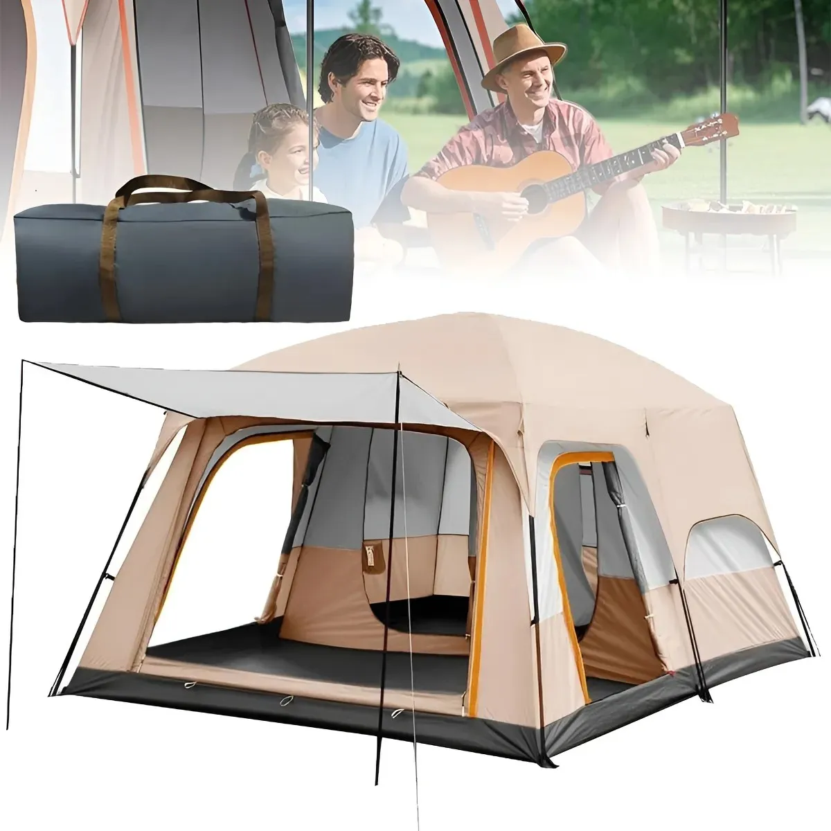 KUANGYE - Carpa Camping Tienda Familiar 8 A 12 Personas Impermeable