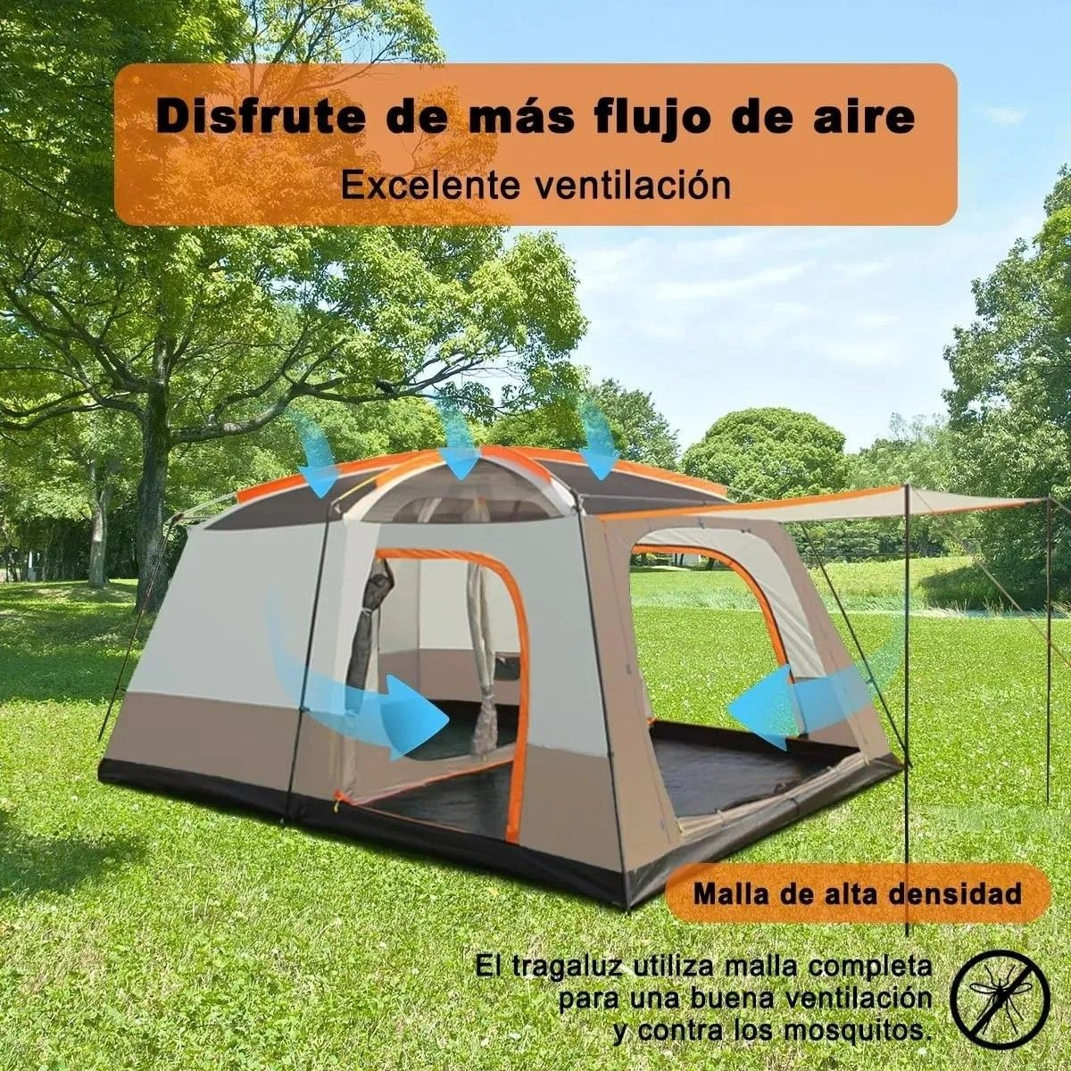 KUANGYE - Carpa Camping Tienda Familiar 8 A 12 Personas Impermeable