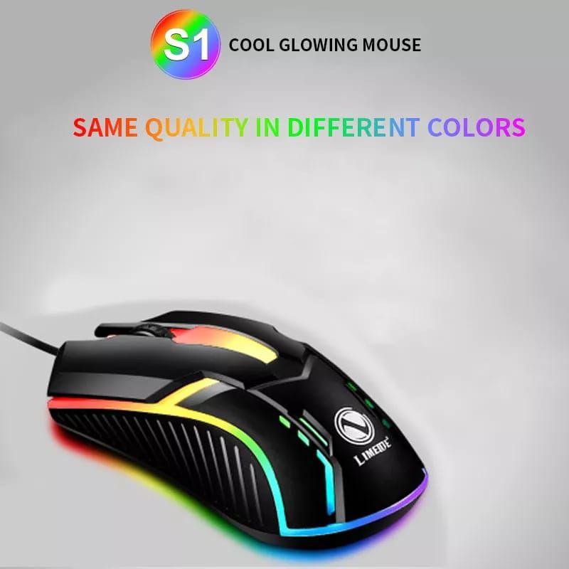 GENERICO - Mouse Li Magnesium S1 Luminoso Con Cable Para Pc Negro