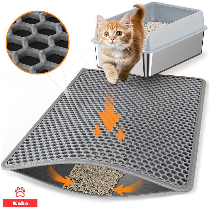 KOBA - Alfombra Atrapa Arena De Gatos Tapete Arenero Michis 60x45cm