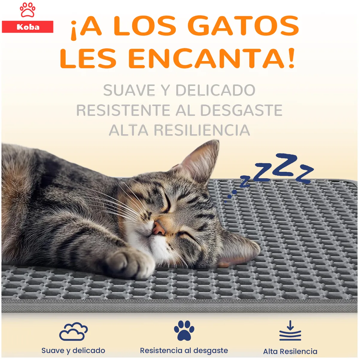 KOBA - Alfombra Atrapa Arena De Gatos Tapete Arenero Michis 60x45cm