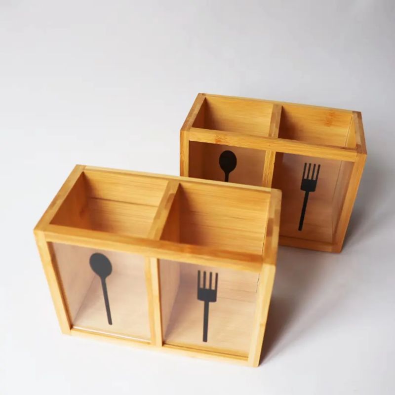 GENERICO - Organizador de Cubiertos Madera Porta Servicios 18x9x13cm