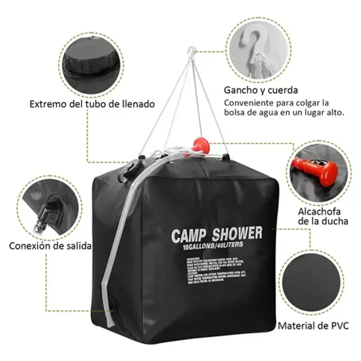 EDWINAYY - 40l Solar Ducha Portátil Camping Bao Playa Outdoor Acampar