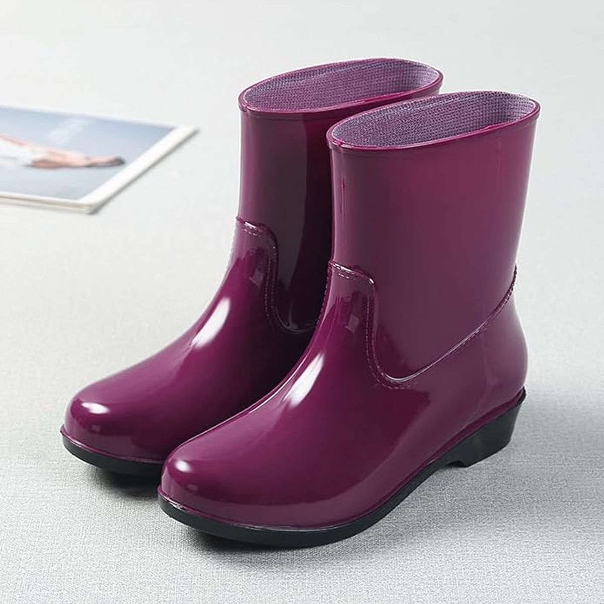 AGUALLUVIA - Botas De Agua Forrada Mujer Antideslizante