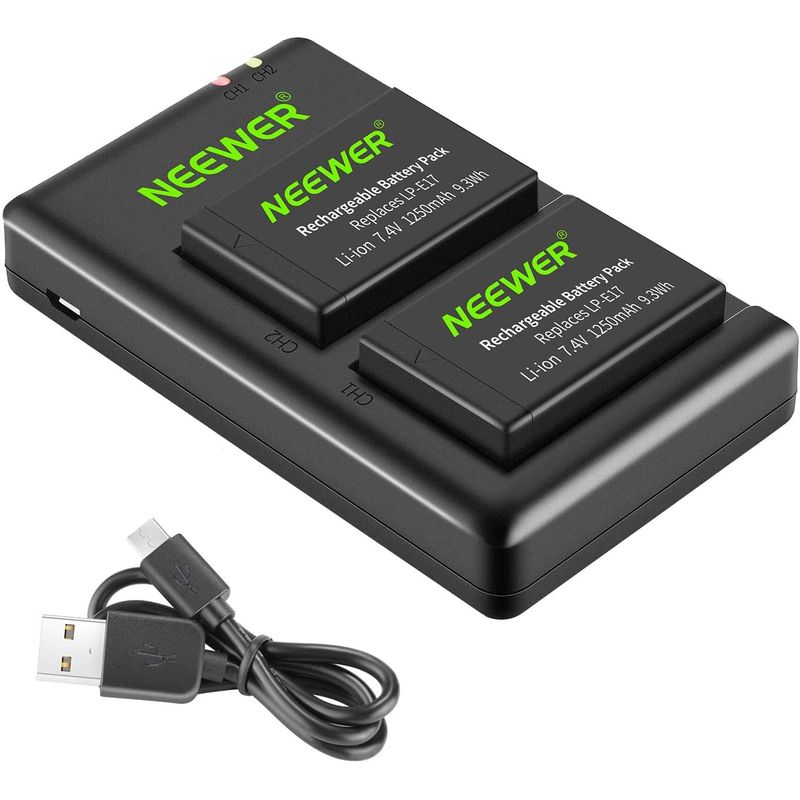 NEEWER - Set 2 Baterías LP-E17 y Cargador USB Neewer para Canon