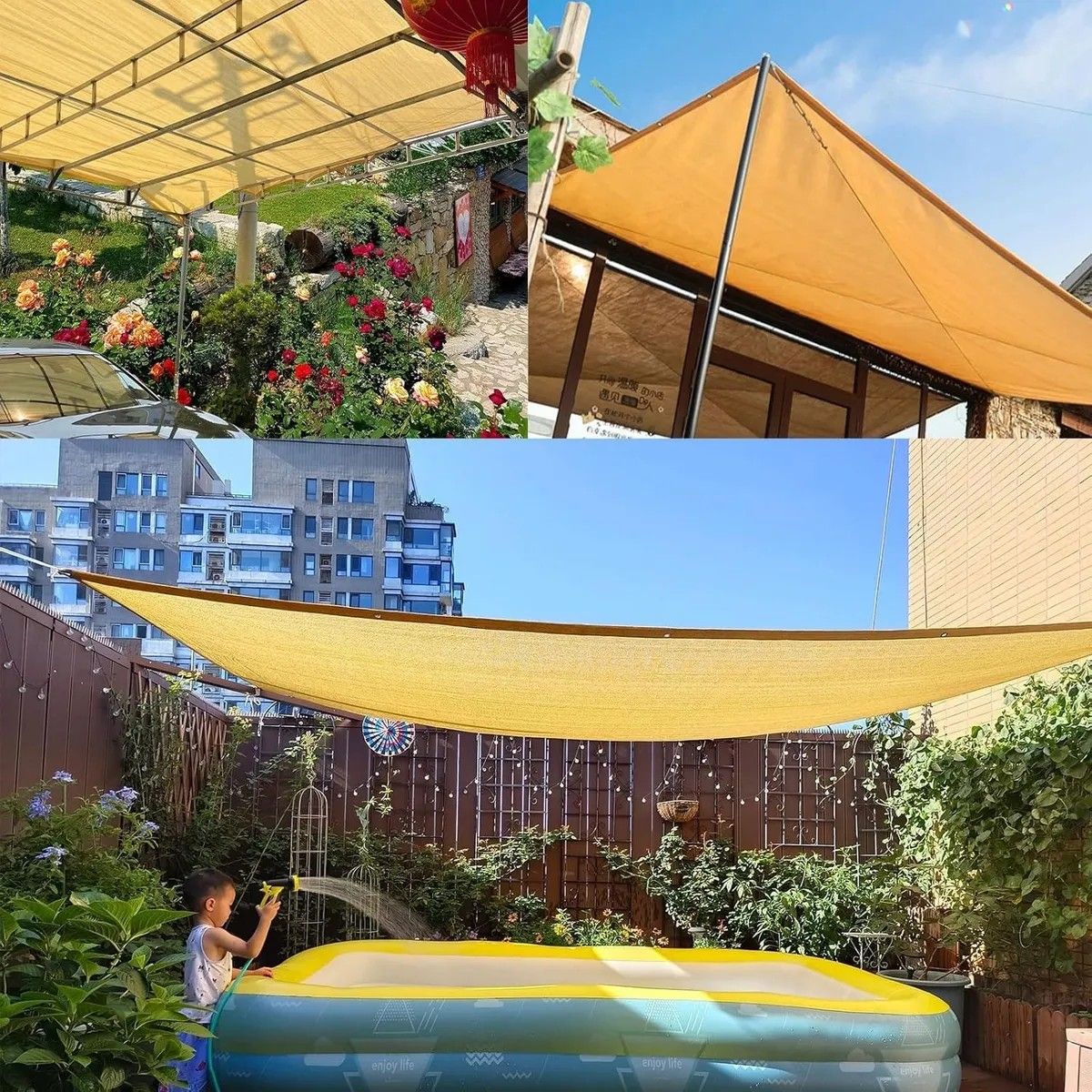 KUANGYE - Toldo Rectangular 4x5 Sombra Cubierta Terraza Terraza Jardin