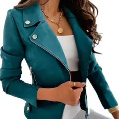 TIOZONEY - Chaqueta Mujer - Turquesa Oscuro
