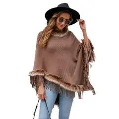 TIOZONEY - Abrigo con cuello para mujer- Café