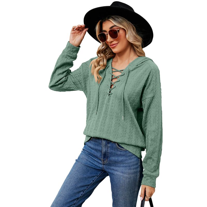 TIOZONEY - Sudadera con capucha y cuello de corbata para mujer