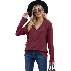 TIOZONEY - Sudadera de manga larga con capucha y holgada para mujer