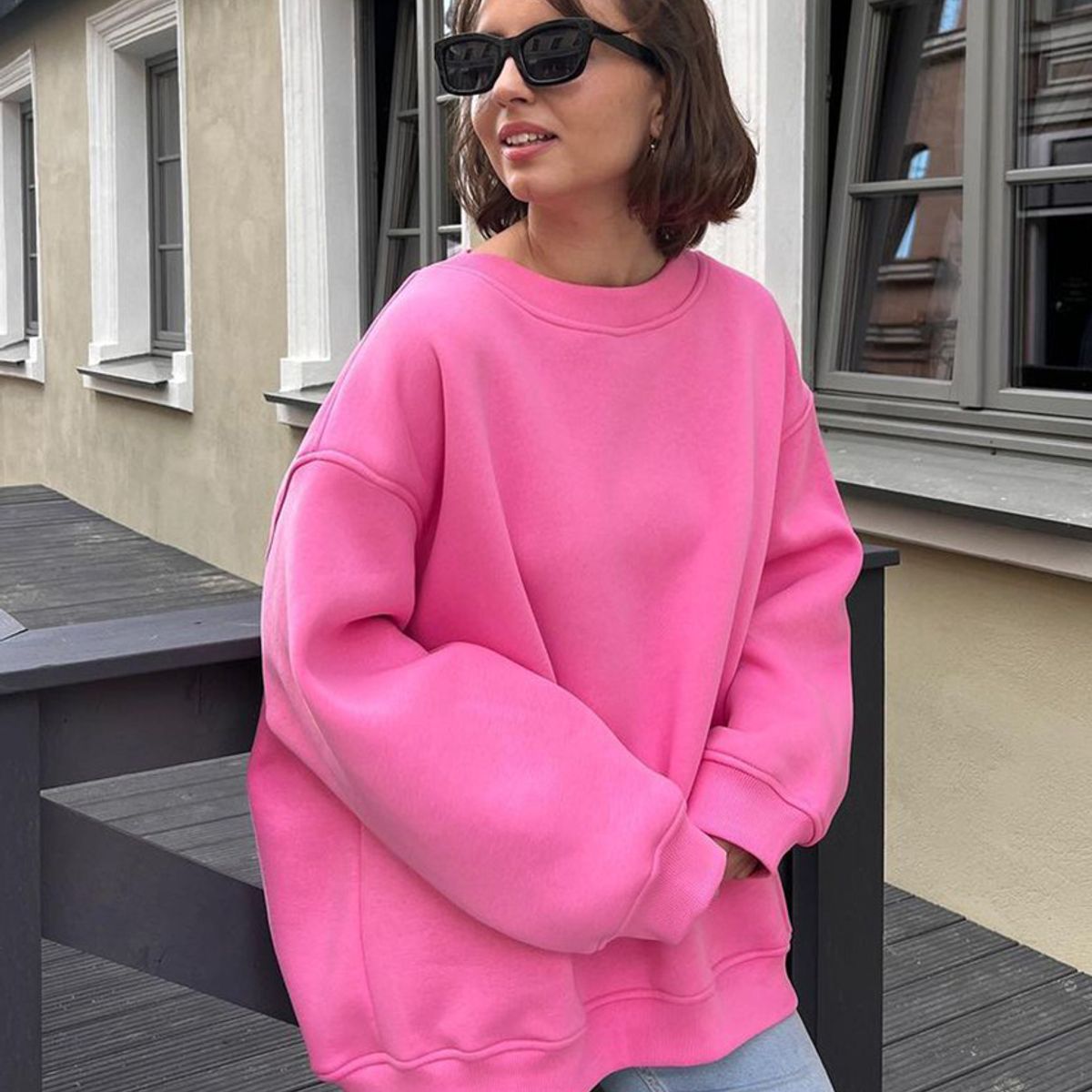 TIOZONEY - Sudadera suelta de cuello redondo para mujer