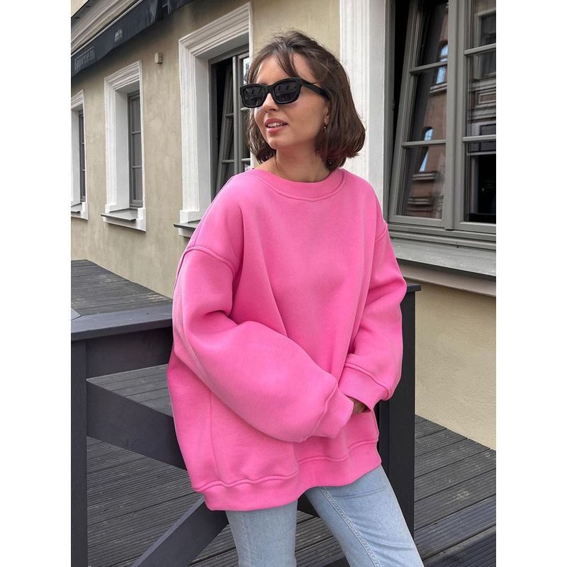 TIOZONEY - Sudadera suelta de cuello redondo para mujer