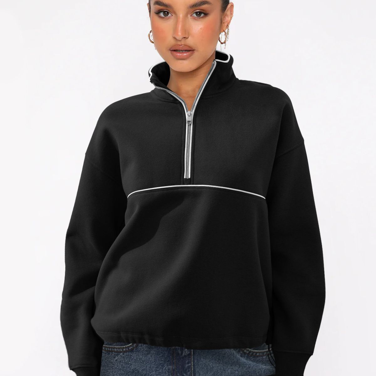 TIOZONEY - Sudadera con media cremallera para mujer