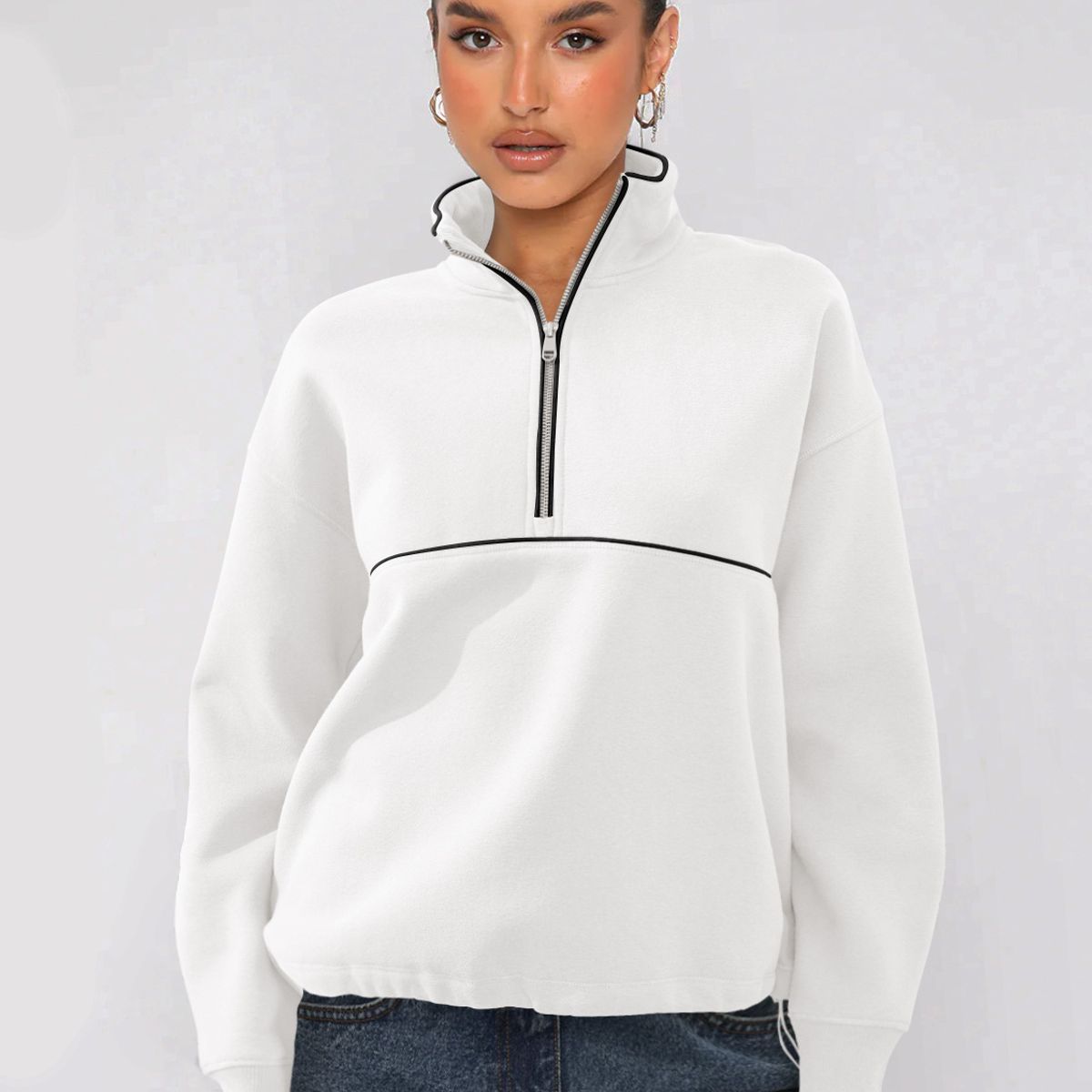 TIOZONEY - Sudadera con media cremallera para mujer