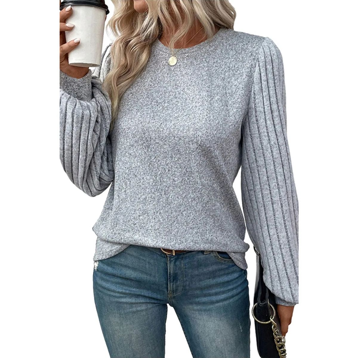 TIOZONEY - Polerón de cuello redondo para mujer
