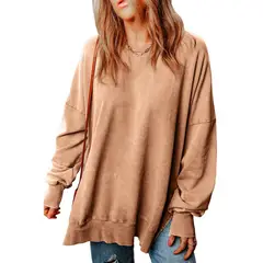 TIOZONEY - Polerón de cuello redondo para mujer