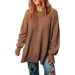 TIOZONEY - Polerón de cuello redondo para mujer