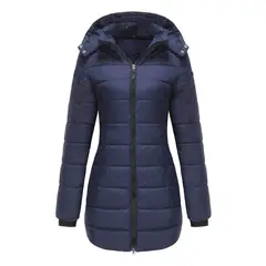 TIOZONEY - Parka Manga Larga Mujer - Azul