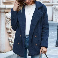 TIOZONEY - Chaqueta de felpa para mujer- Azul