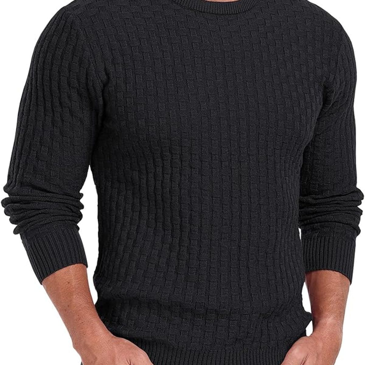 TIOZONEY - Suéter de hombre con cuello redondo