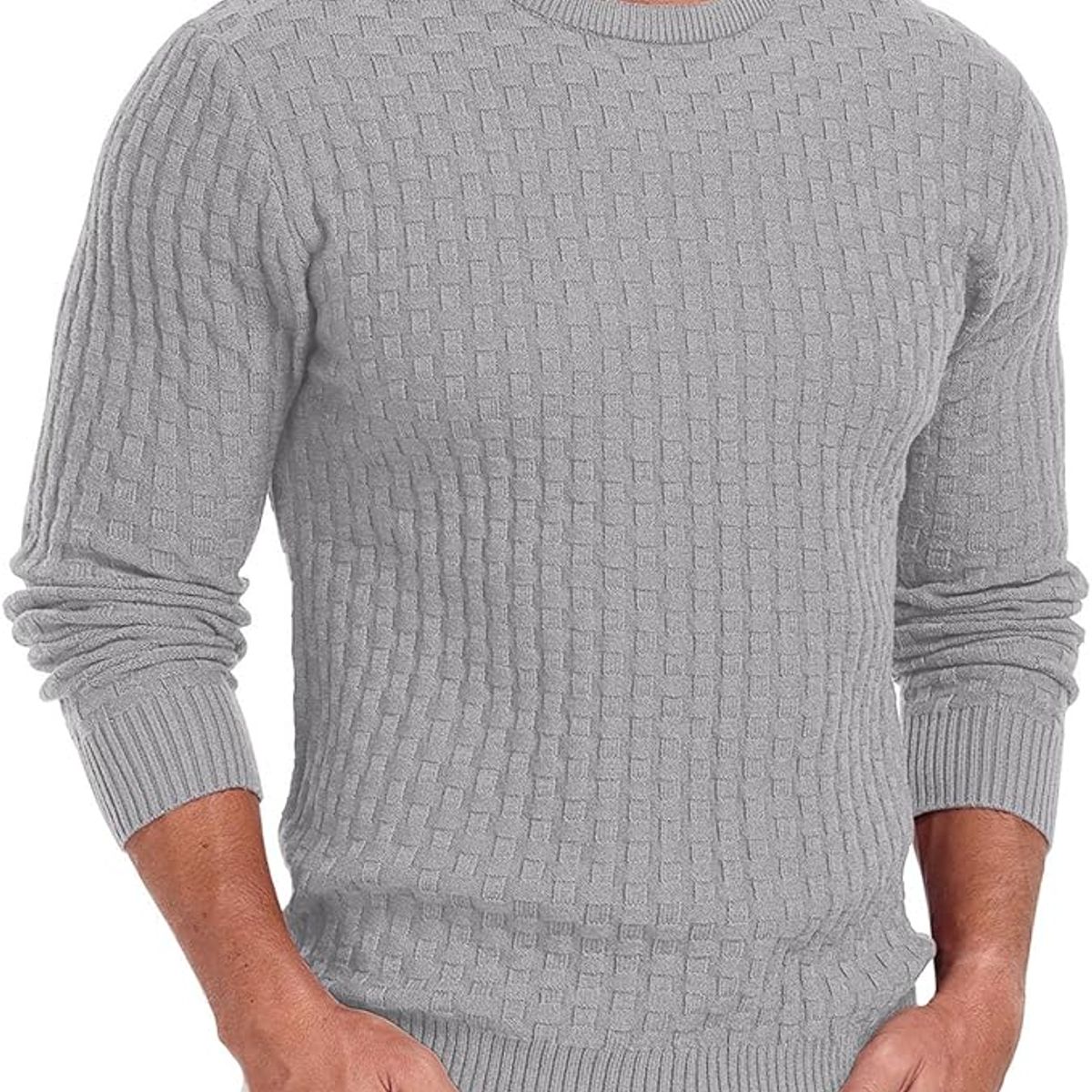 TIOZONEY - Suéter de hombre con cuello redondo