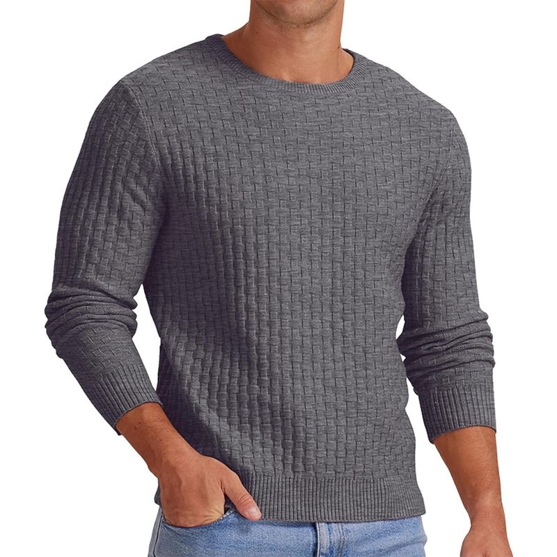 TIOZONEY - Suéter de hombre con cuello redondo