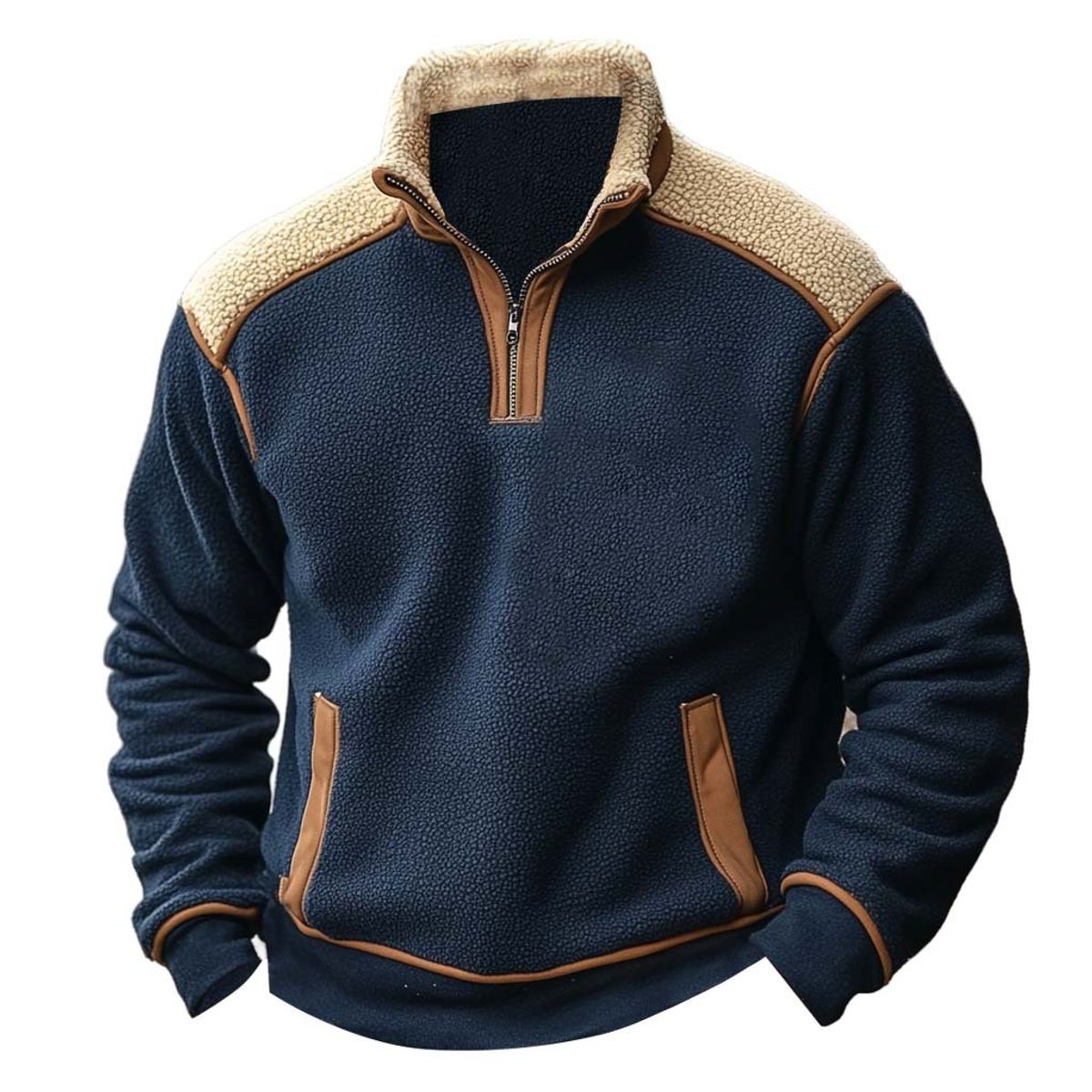 TIOZONEY - Sudadera de hombre con cremallera y cuello alto