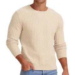 TIOZONEY - Suéter de hombre con cuello redondo