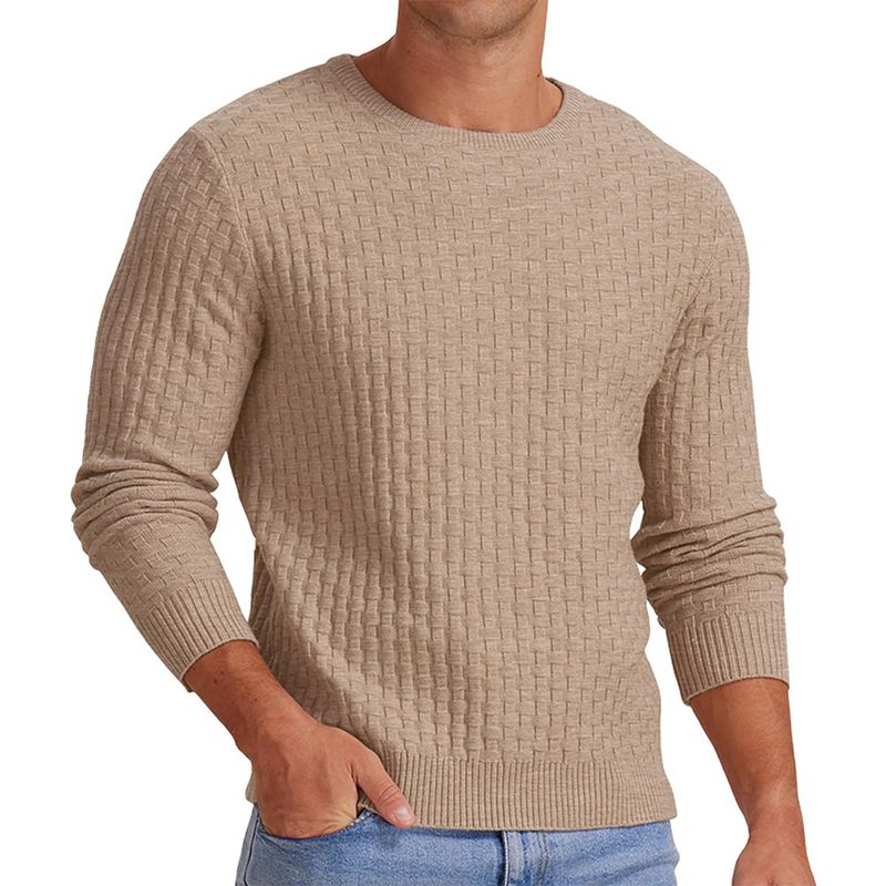 TIOZONEY - Suéter de hombre con cuello redondo
