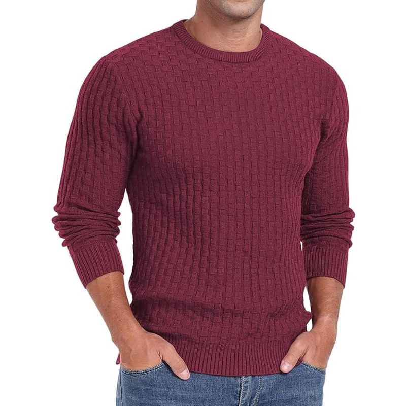 TIOZONEY - Suéter de hombre con cuello redondo