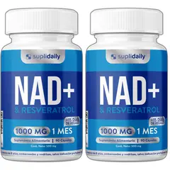 GENERICO - Pack x 2 NAD + Resveratrol Suplemento 1000 Mg 90 Capsulas Premium