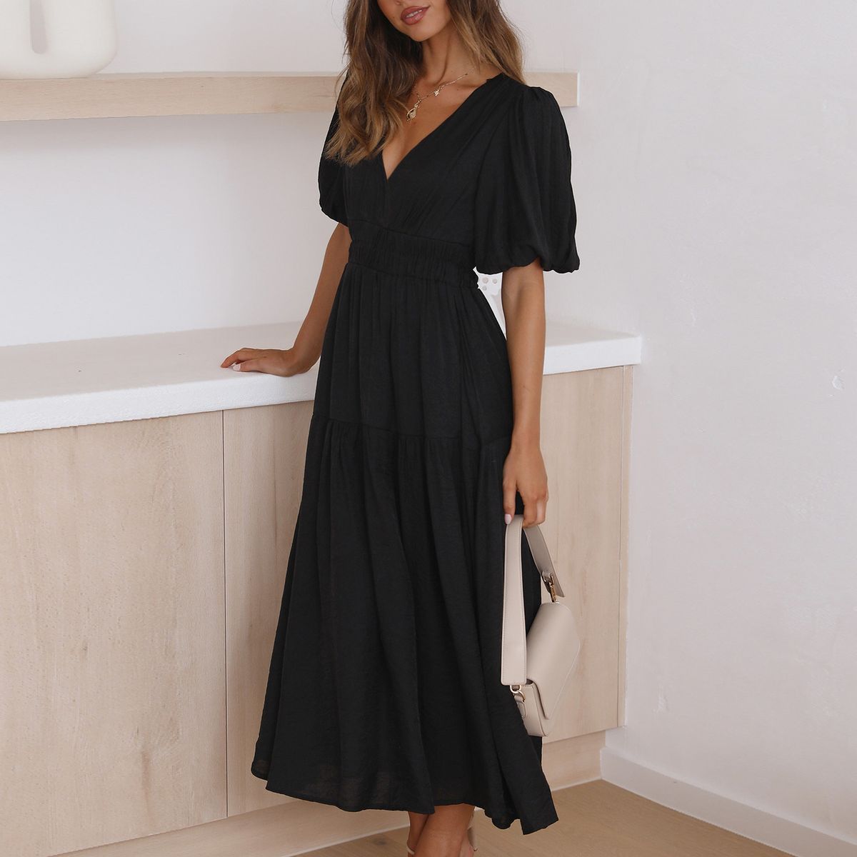 TIOZONEY - Vestido de mujer con cuello en V