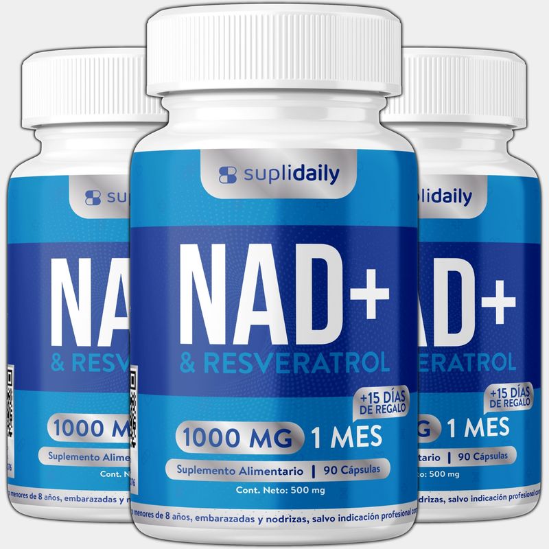 GENERICO - Pack x 3 NAD + Resveratrol Suplemento 1000 Mg 90 Capsulas Premium