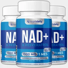 GENERICO - Pack x 3 NAD + Resveratrol Suplemento 1000 Mg 90 Capsulas Premium