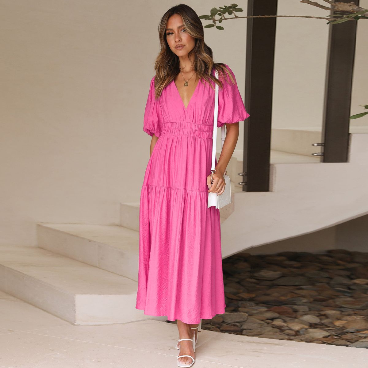 TIOZONEY - Vestido de mujer con cuello en V