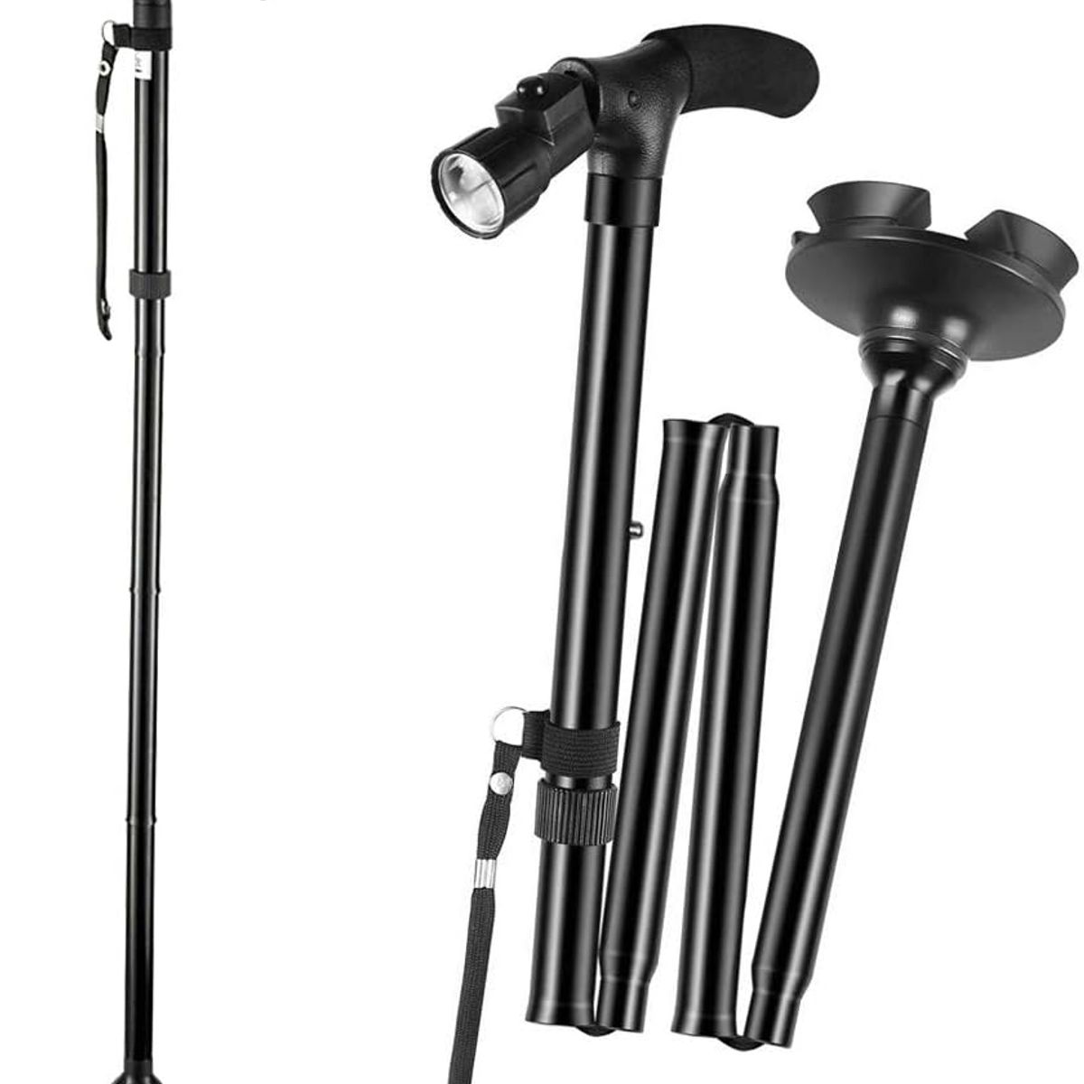 GENERICO - Bastón Ortopédico Plegable con Luz Led