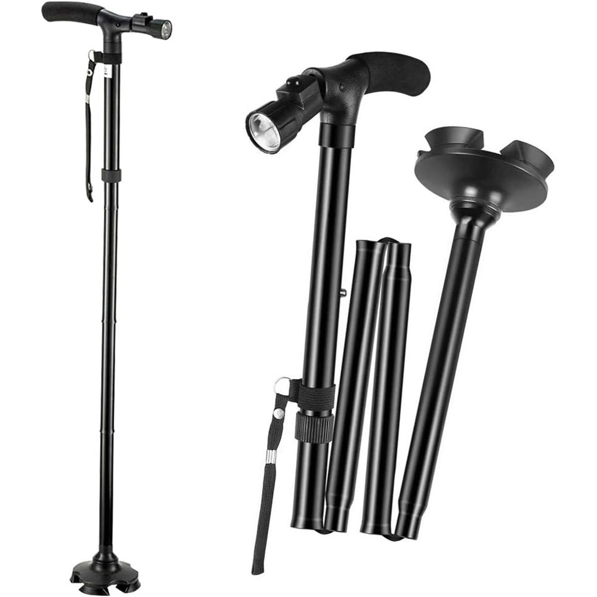 GENERICO - Bastón Ortopédico Plegable con Luz Led