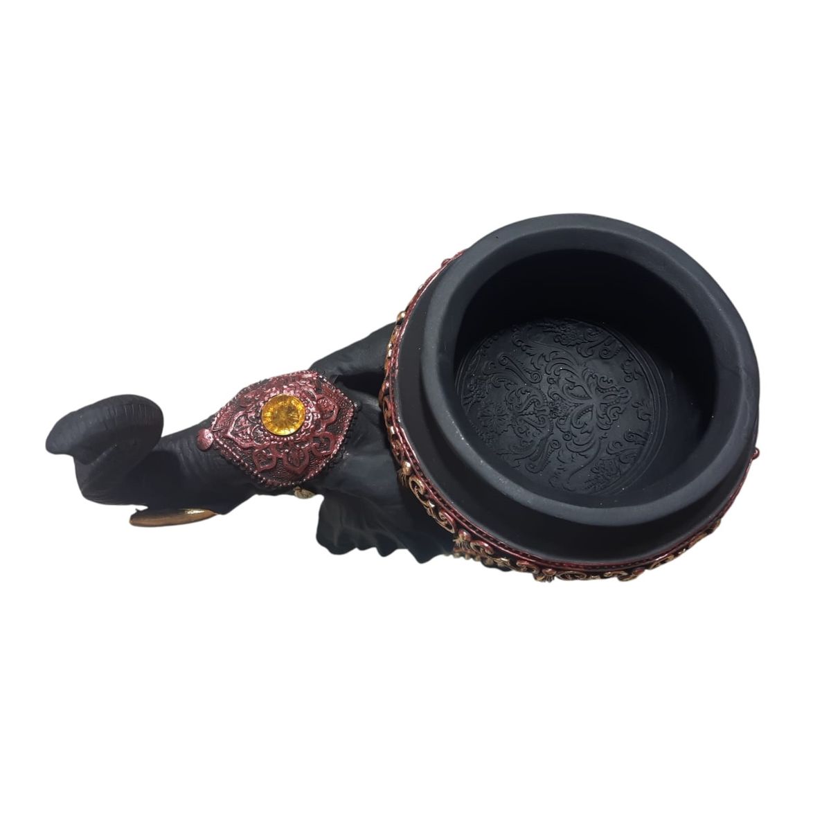 GENERICO - Elefante Negro con Candelabro Escultura Resina