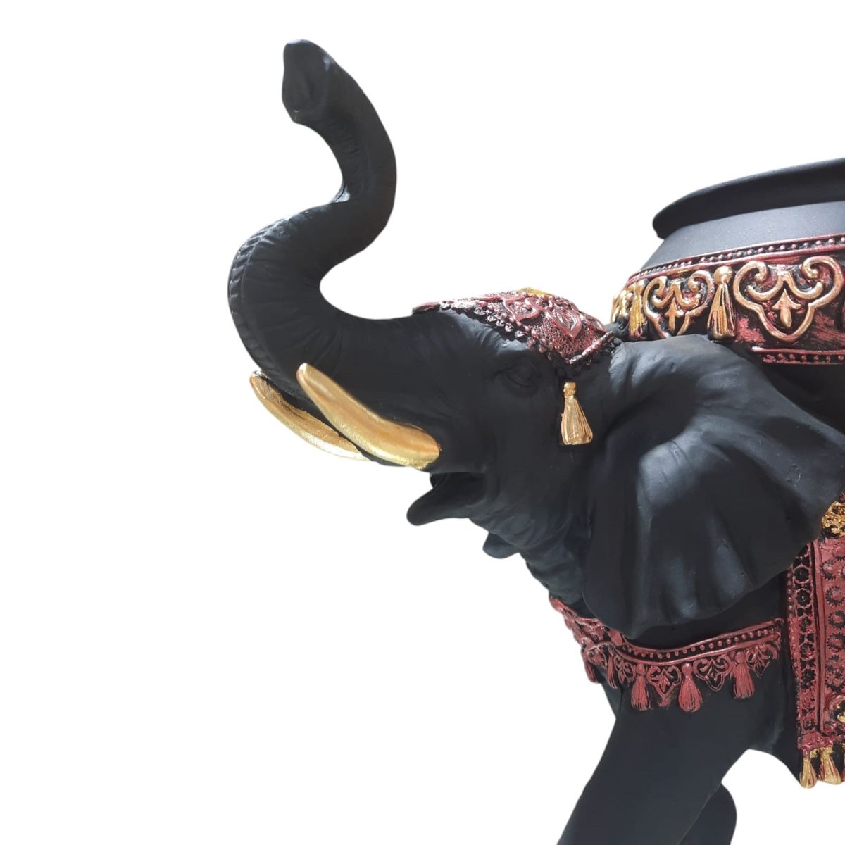 GENERICO - Elefante Negro con Candelabro Escultura Resina