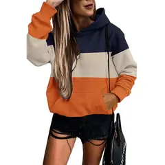 TIOZONEY - Sudadera de mujer con capucha y bloques de color