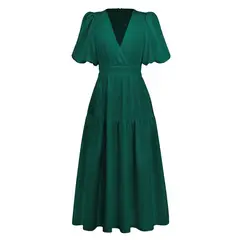 TIOZONEY - Vestido de mujer con cuello en V.-