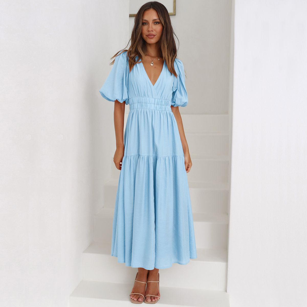 TIOZONEY - Vestido de mujer con cuello en V