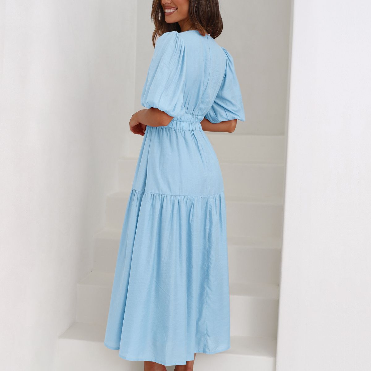 TIOZONEY - Vestido de mujer con cuello en V