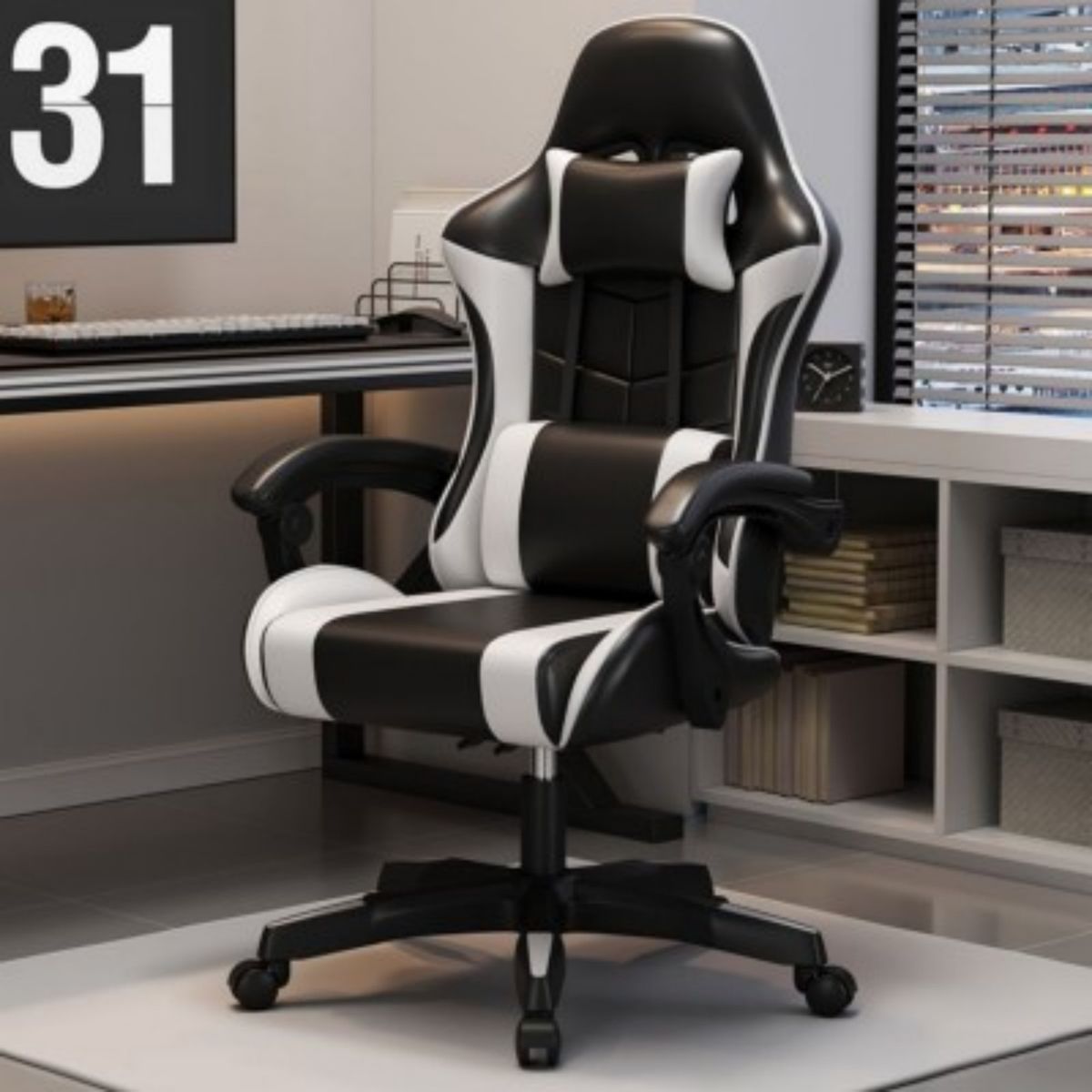 GENERICO - Silla Gamer Ergonómica Ajustable Falatale- Colores Blanco