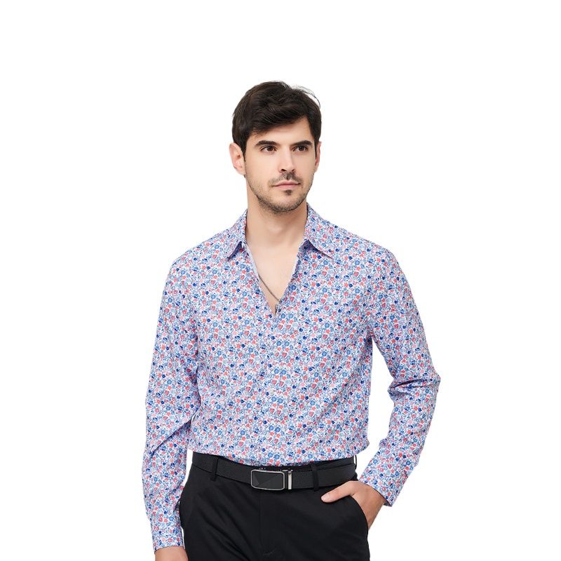 TIOZONEY - Camisa floral de manga larga