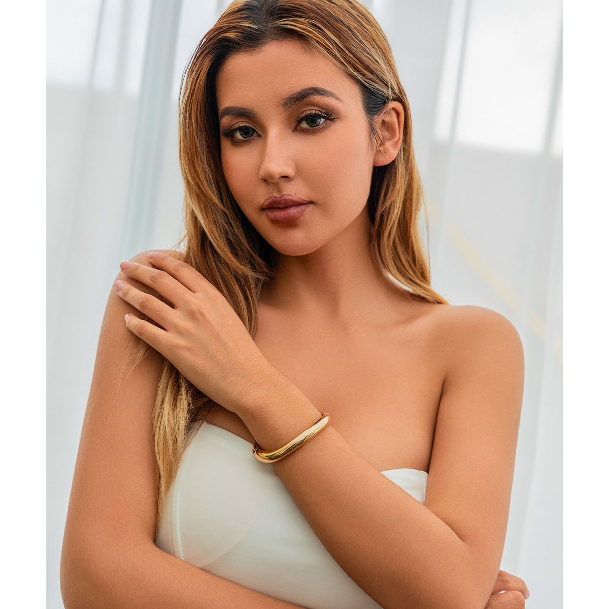 TIOZONEY - Pulsera chapada en oro para mujer