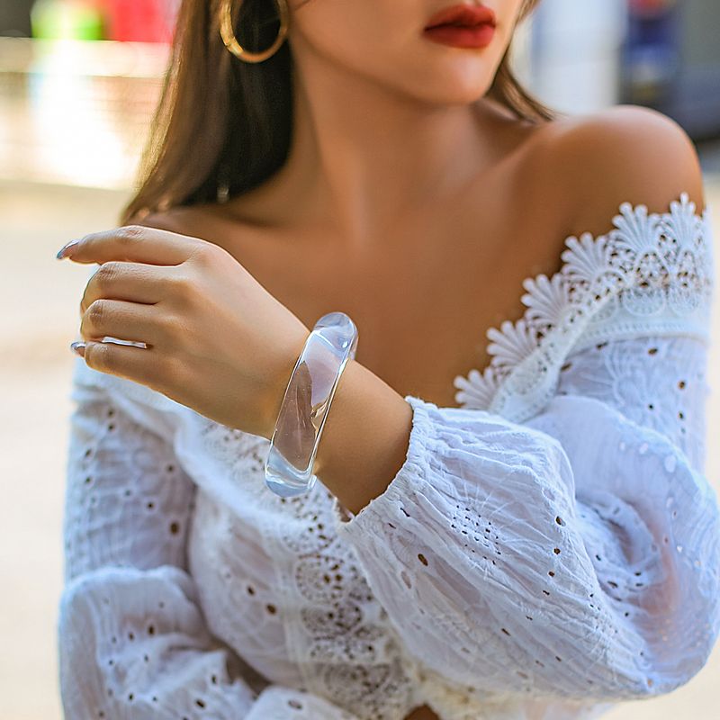 TIOZONEY - Pulseras gruesas de acrílico para mujer