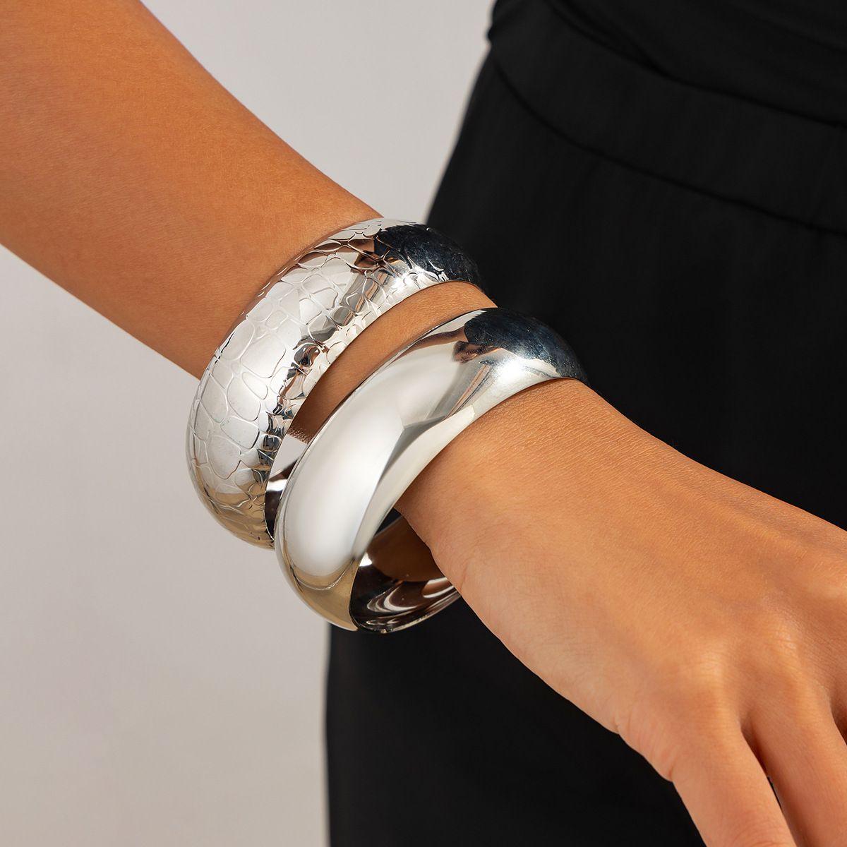 TIOZONEY - 2pcs Pulsera de metal para mujer
